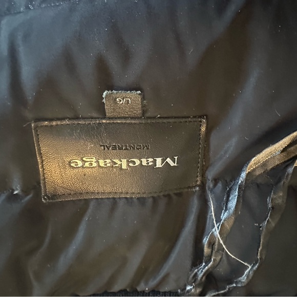$1000 Mackage Katryn black down jacket with fur hood and leather trim size large - Picture 11 of 11